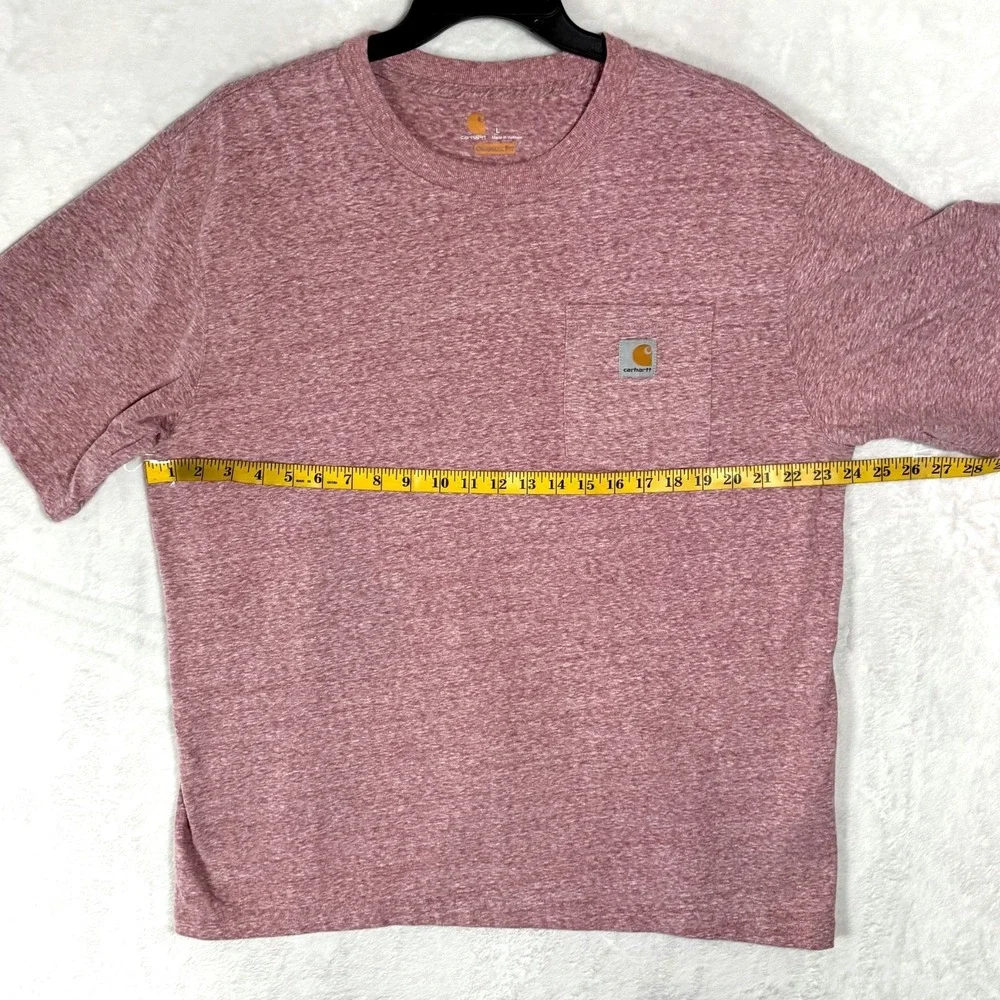 Carhartt‎ K87 Pocket T Shirt Men's L Original Fit Heather Pink Red Logo Workwear